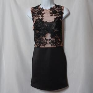 CQbyCQ Women's Black/Nude Lace Sleeveless Mini Dress. Size S